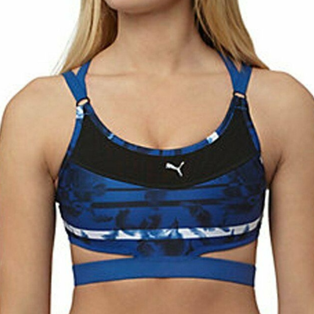 PUMA PWRSHAPE FUTURE GRAPHIC BRA BLACK/BLUE/WHITE